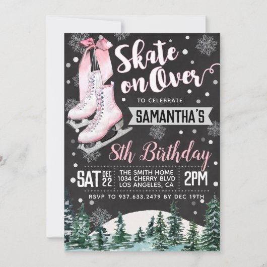 Patinage sur glace Invitation Anniversaire (Devant)