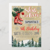 Patinage sur glace Invitation Anniversaire (Devant / Derrière)