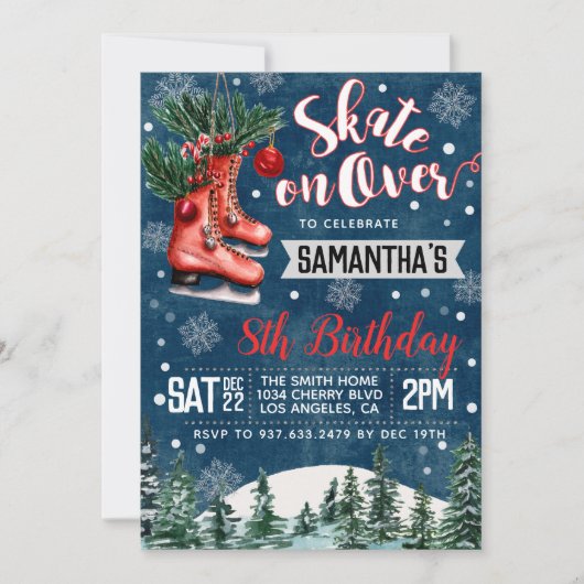 Patinage sur glace Invitation Anniversaire (Devant)