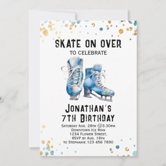 Patinage sur glace Invitation Anniversaire Patinag (Devant)