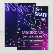 Patinage sur glace Invitation Anniversaire Patinag (Devant / Derrière)
