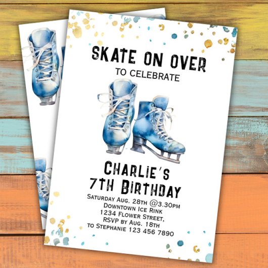 Patinage sur glace Invitation Anniversaire Patinag