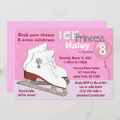 Patinage sur glace Invitation Anniversaire PINK Ic (Devant / Derrière)