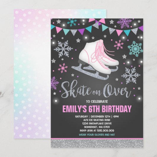 Patinage sur glace Invitation Patinage sur glace S (Devant / Derrière)