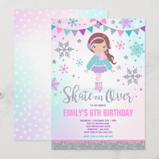 Patinage sur glace Invitation Patinage sur glace S (Devant / Derrière)