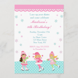 Patinage sur glace Invitations d'anniversaire