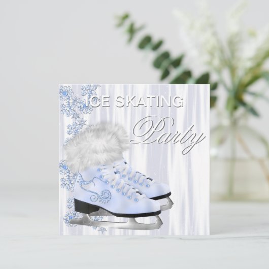 Patinage sur glace Invitations de fête d'anniversa (Debout devant)