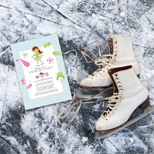 Patinage sur glace Invitations de fête d'anniversa