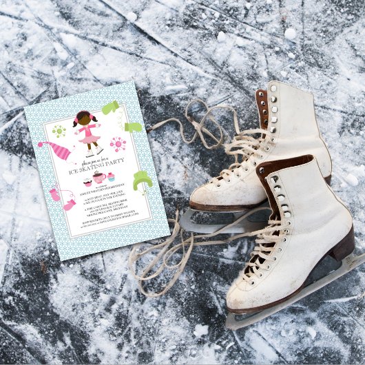 Patinage sur glace Invitations de fête d'anniversa