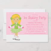 Patinage sur glace rose | Invitation de fête d'ann (Devant)