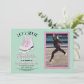 Patinage sur glace rose photo Invitation de fête d (Debout devant)