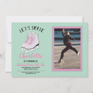Patinage sur glace rose photo Invitation de fête d