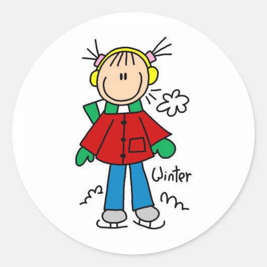 Patinage Sur Glace Sur Sticker Froid Winter Day (Devant)