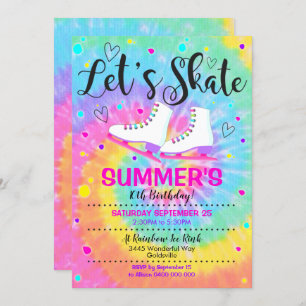 Patinage sur glace Tie Dye Invitation Patinage sur