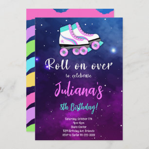Patinage Violet Sur Invitation Anniversaire