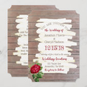 Patiné Bois Bourgogne Rose Faire-part de mariage (Devant / Derrière)