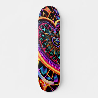 Patineta Colorido Mandala De Corazón Skateboard