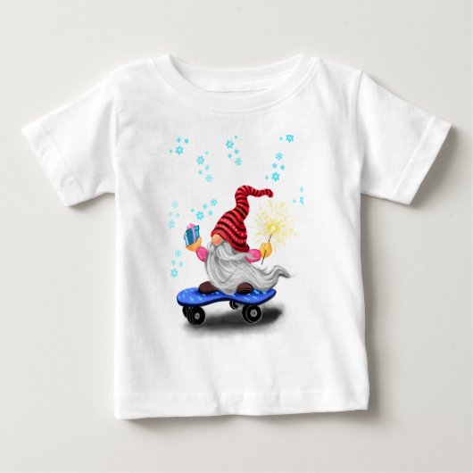 Patineur Gnome Noël Baby T-shirt (Devant)