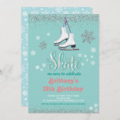Patineuse de glace Invitation de fête d'anniversai (Devant / Derrière)