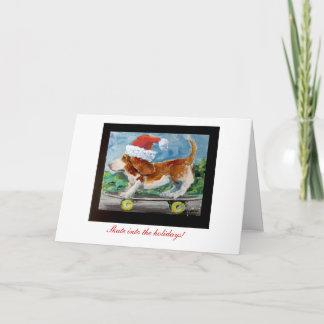 Patinez dans la carte de voeux de Noël.