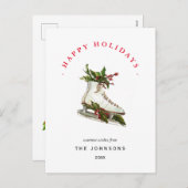 Patins à glace avec verdure Carte de vacances non  (Devant / Derrière)