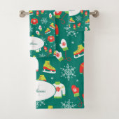 Patins à glace Snowflakes Turquoise Monogramme Mot (En situation)