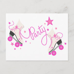 Patins à rouleaux rose Carte postale Anniversaire