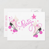 Patins à rouleaux rose Carte postale Anniversaire (Devant / Derrière)