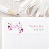 Patins à rouleaux rose Étiquettes de adresse de fê (En situation)