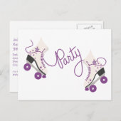 Patins à rouleaux violet Carte postale Anniversair (Devant / Derrière)