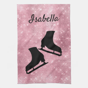 Patins à serviette de glace étincelante rose