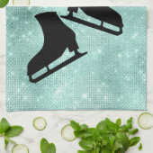 Patins à serviettes de patin à glace brillant turq (Plié)