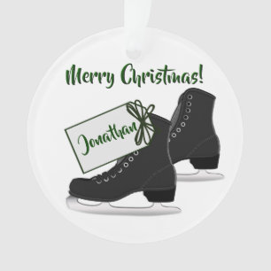 Patins de glace de Noël Ornement acrylique rond
