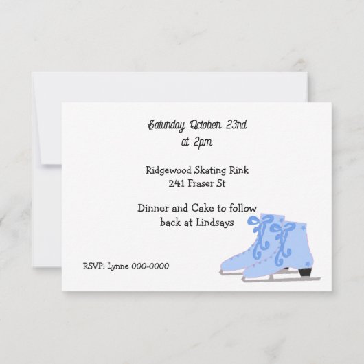 Patins de glace Invitation fête d'anniversaire (Dos)