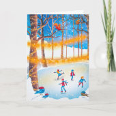 Patins de Noël à glace simple artwork carte de vac (Devant)