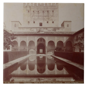 Patio de los Arrayanes, Alhambra, c.1875-80 (sepia Tegeltje