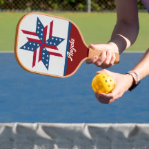 Patiotische ster met vlagpatroon rood wit blauw