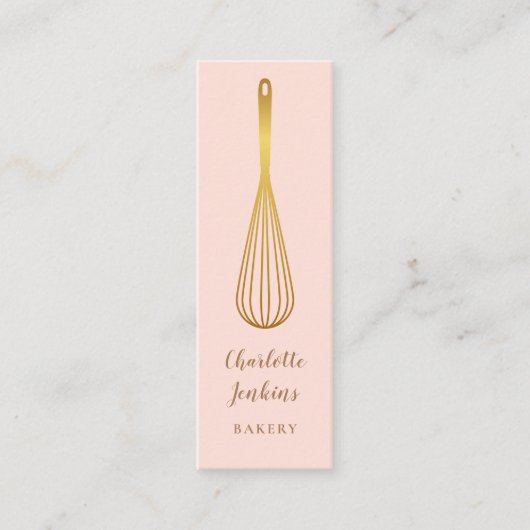 Patisserie Chef Blush Pink Gold Whisk Mini Visitekaartje (Voorkant)