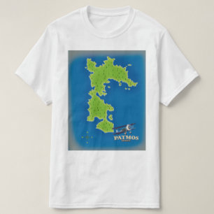 Patmos Griekenland eiland kaart T-shirt