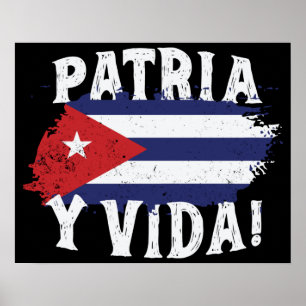 Patria Y Vida Free Cuba Libre Cuban Flag Poster