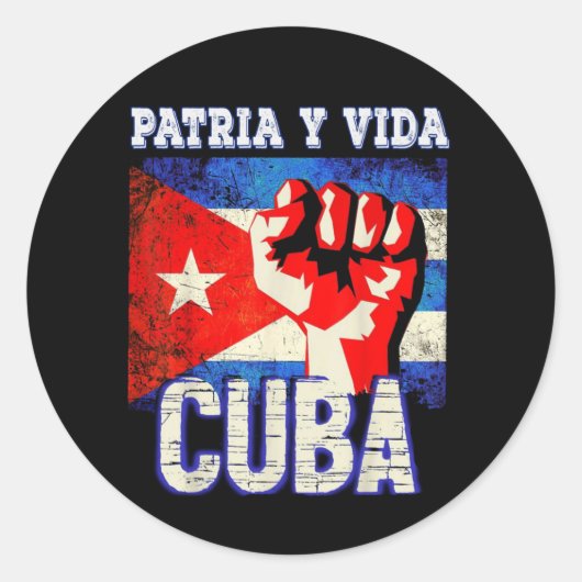 Patria y vida sos Cuba Ronde Sticker (Voorkant)