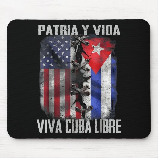 Patria Y Vida Viva Cuba Libre Patriotic Retro USA Muismat (Voorkant)
