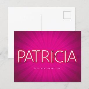 Patricia naam in gloeiende neonlampen briefkaart