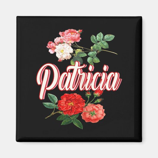 Patricia Name With Flowers  Magneet (Voorkant)