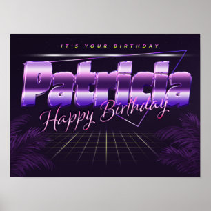 Patricia Nom Vorname lila retro Poster Geburtstag