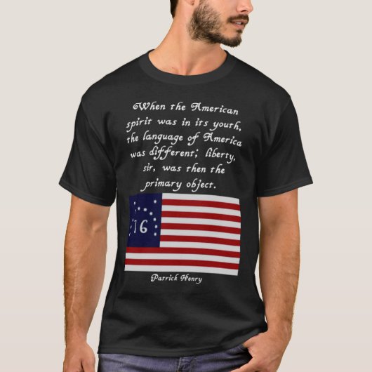 Patrick Henry Quote Flag T-shirt V. 2 (Voorkant)