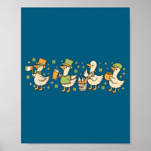 Patricks Day,funny Goose, Shamrock, Beer Gift Tee  Poster (Voorkant)