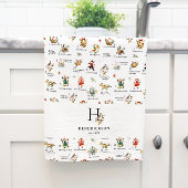 patrijs | 12 Dag van Kerstmis Monogram Handdoek