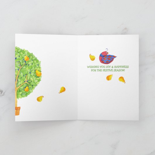 Patrijs in een Pear Tree Christmas Kaart (Binnen)