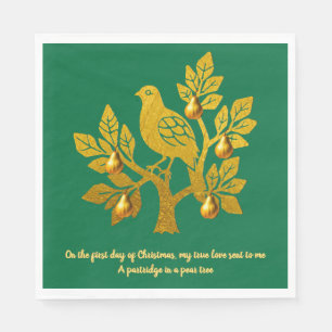Patrijs In Een Peerboom Groen Goud Kerstmis Servet